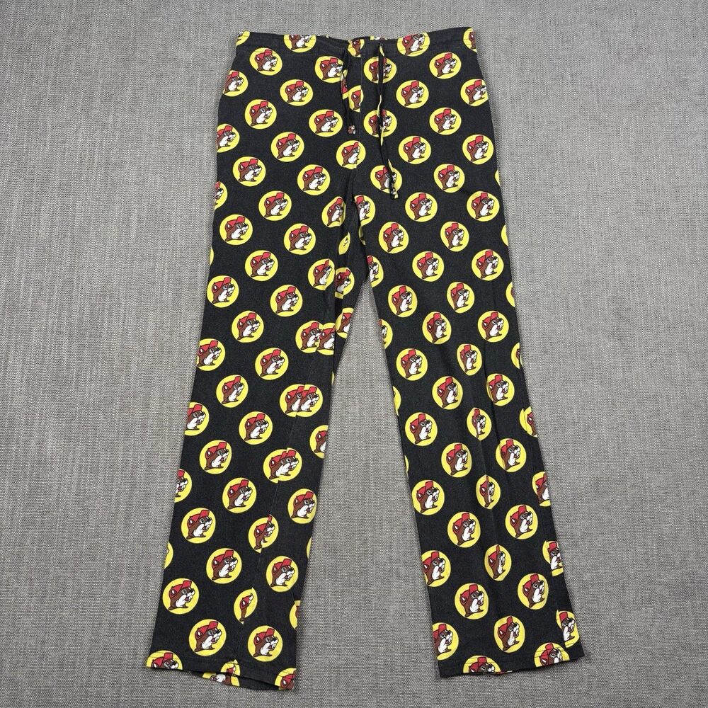 Buc-ee’s Adult Size Small Pajama Lounge Pants Black Yellow Beaver Logo Cotton
